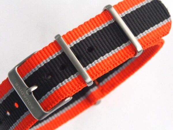 22mm Aquadive orange/black/grey striped NATO strap